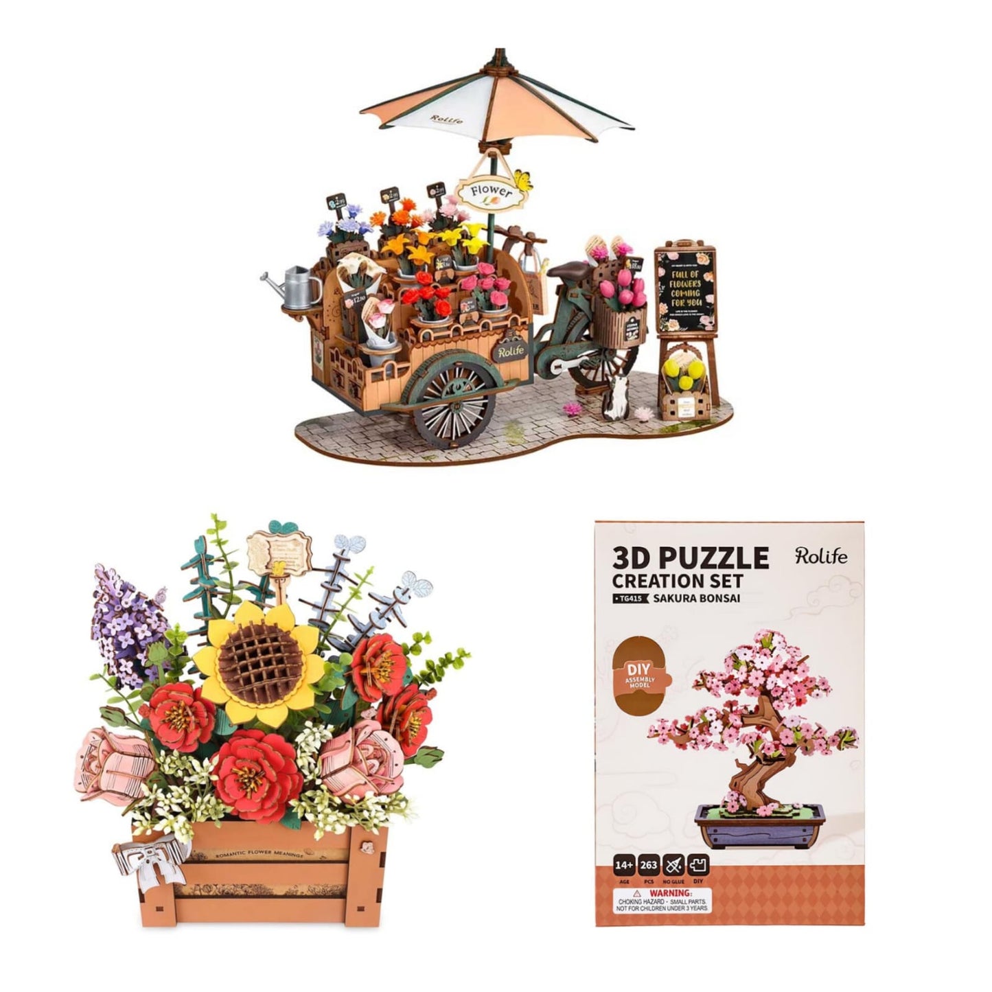 Caja-de-Flores-Bonsai-y-Carretilla-Robotime-GBP-Colecciones-Pack