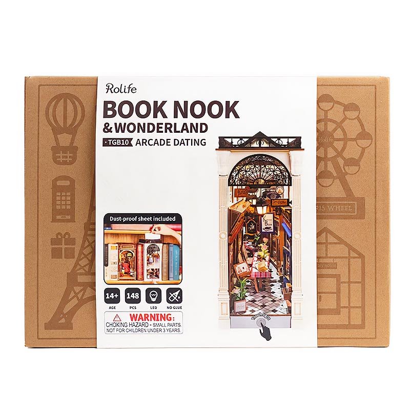 Gbpcolecciones-Booknook-Arcade-Dating-Separador-de-Libros-Robotime-TGB10-caja