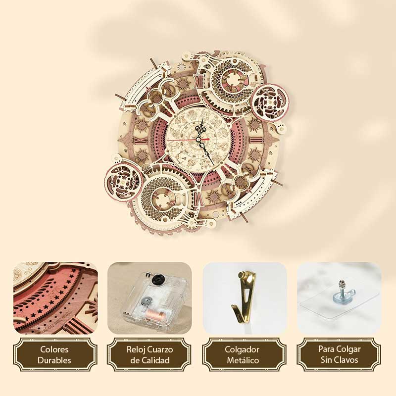gbpcolecciones-Robotime-LC601-Zodiac-Wall-Clock-Reloj-Mural-Caracteristicas