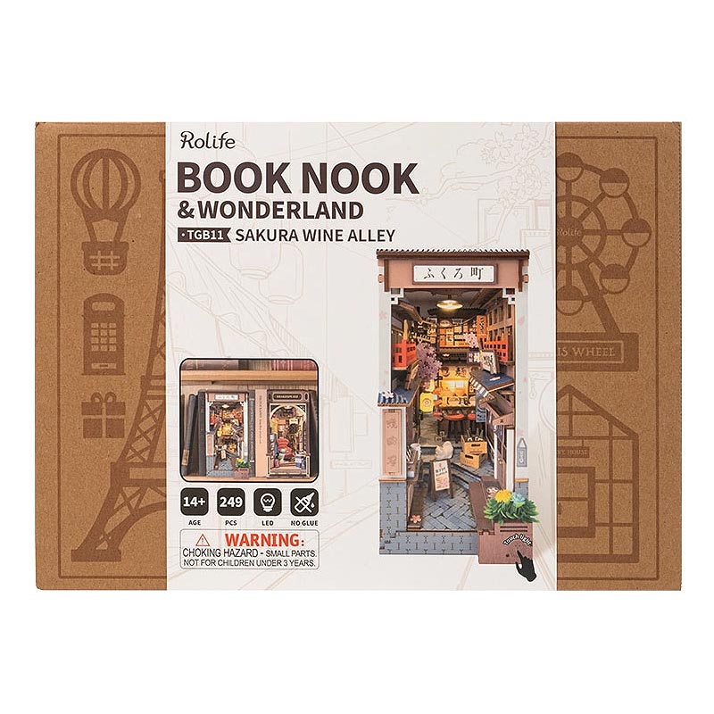 Gbpcolecciones-Robotime-TGB11-Sakura-Wine-Alley-Separador-Libros-caja