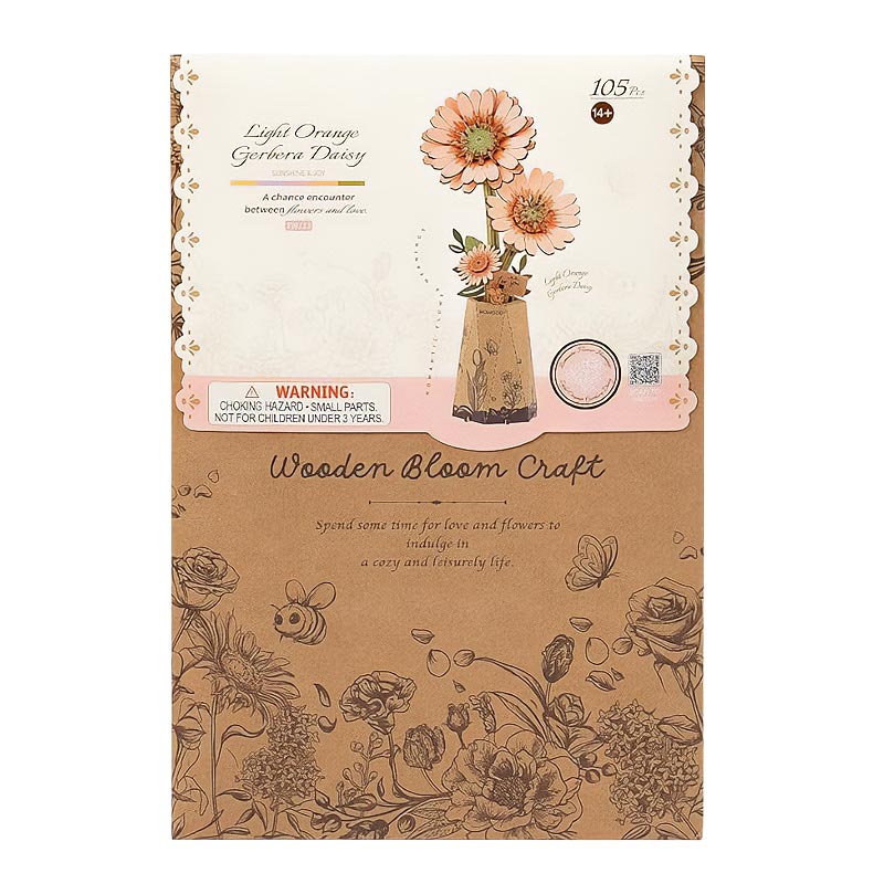 Gerbera-Flor-Madera-TW111-Robotime-Armables-GBP-Colecciones Caja