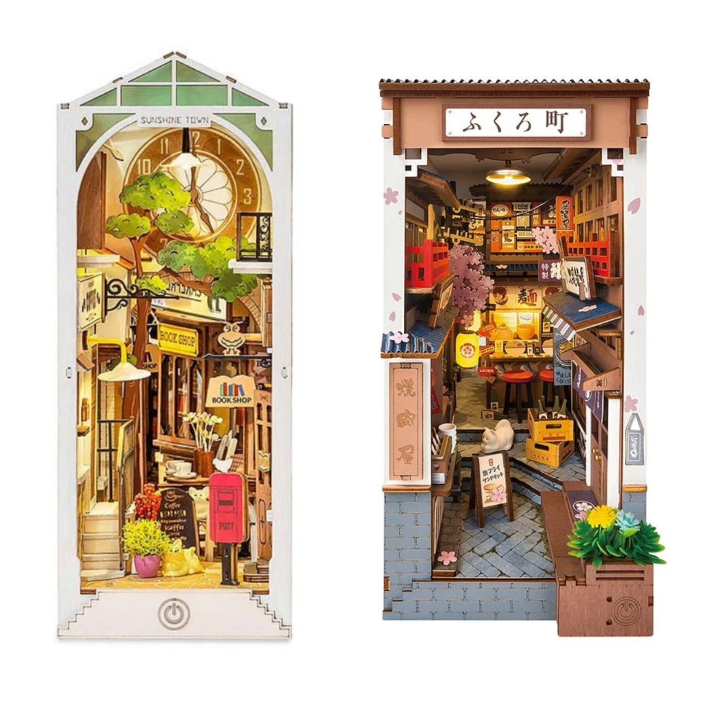Pack-Gbpcolecciones-Robotime-Sakura-Wine-Alley-Sunshine-Town-Booknook-Portada