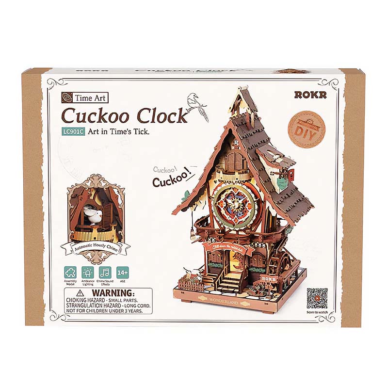 Reloj de Madera Cuckoo LC901C Robotime Puzzles 3D GBPcolecciones Caja