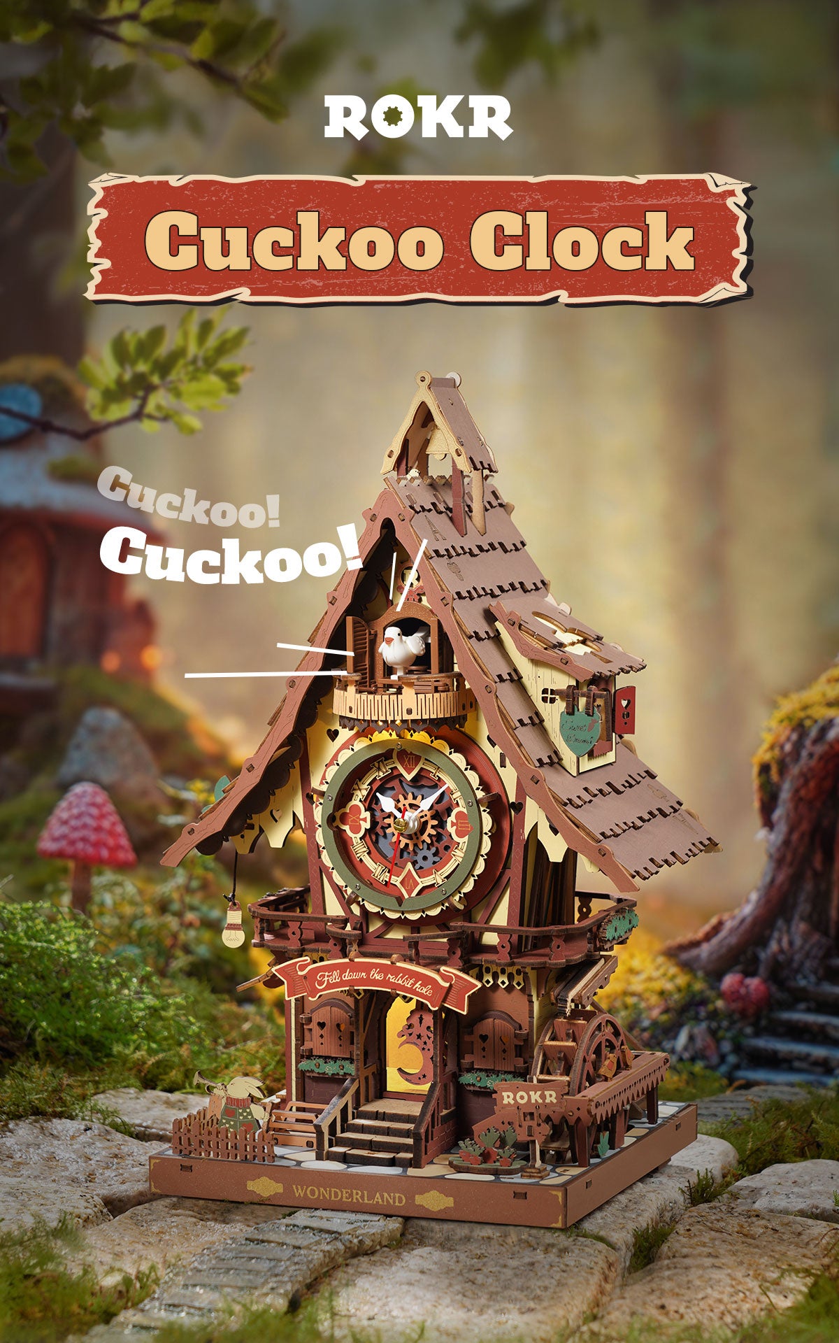 Reloj de Madera Cuckoo LC901C Robotime Puzzles 3D GBPcolecciones Portada con detalle