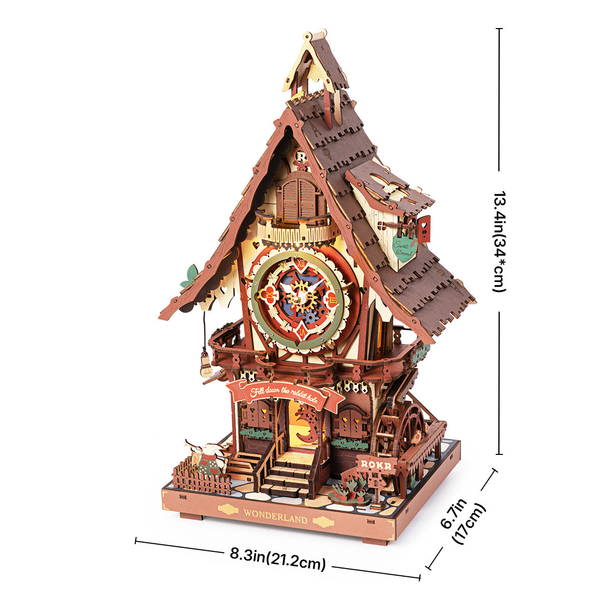 Reloj de Madera Cuckoo LC901C Robotime Puzzles 3D GBPcolecciones Dimensiones