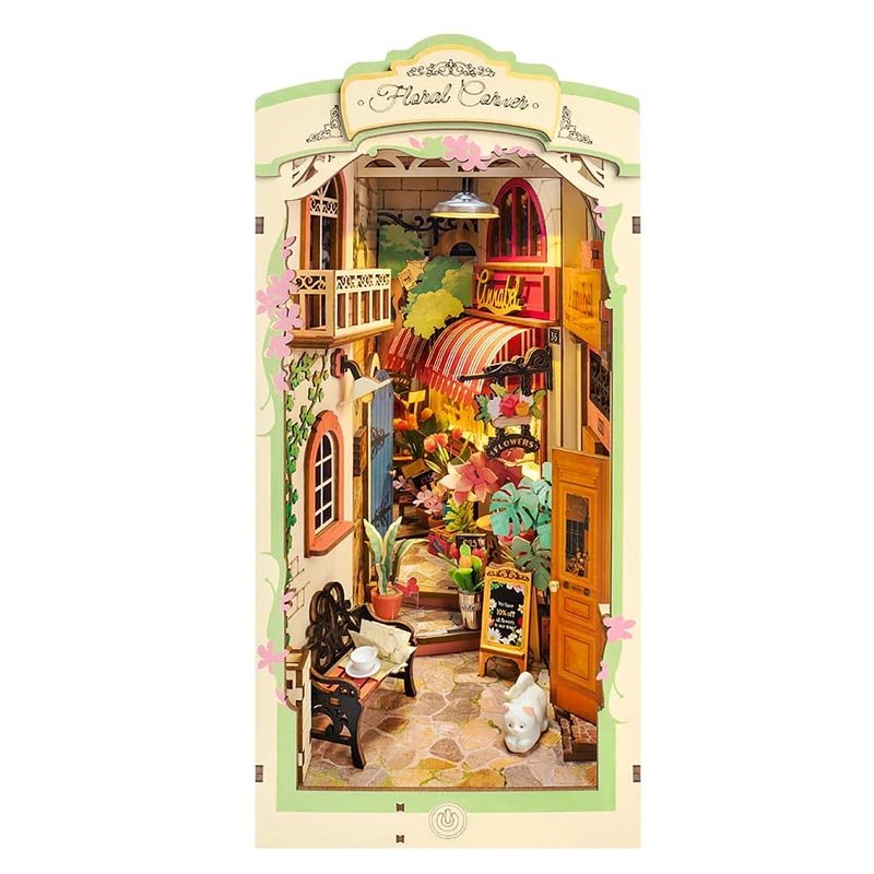 Floral Corner Book Nook Puzzle 3D Robotime TGB09. Portada.