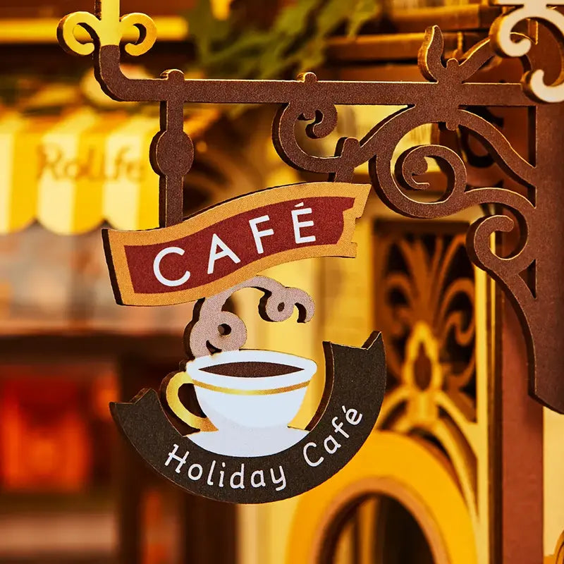 Separador-Libros-Holiday-Cafe-Booknook-TGB15-Robotime-GBP-Colecciones Letrero