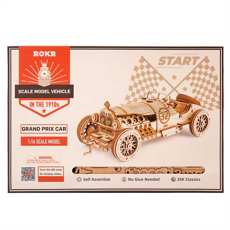 Auto de Carrera Clásico de Madera Kit Puzzle 3D Robotime GBP Colecciones-2