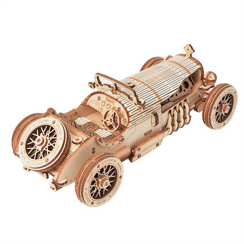 Auto de Carrera Clásico de Madera Kit Puzzle 3D Robotime GBP Colecciones-3