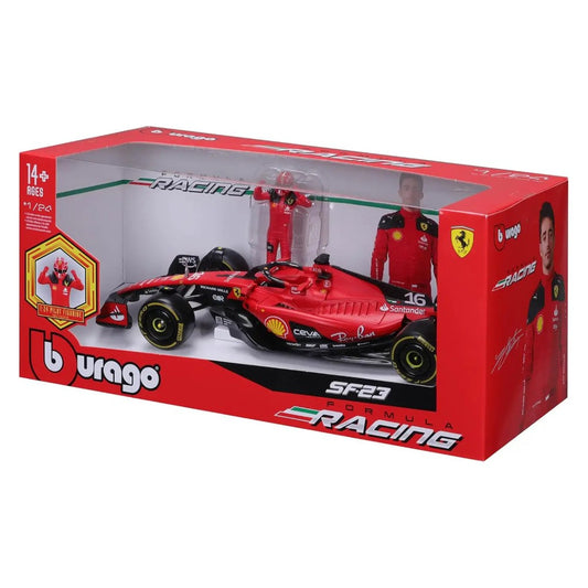 BBURAGO-26809-SFR-FERRARI-LECLERC-SF23-CON-PILOTO-GBP-COLECCIONES Caja