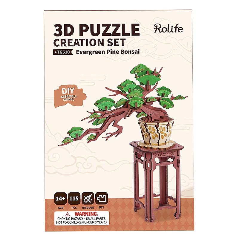 Evergreen-Pine-Bonsai-Rolife-TG510-Robotime-Armables-GBP-Colecciones-Caja