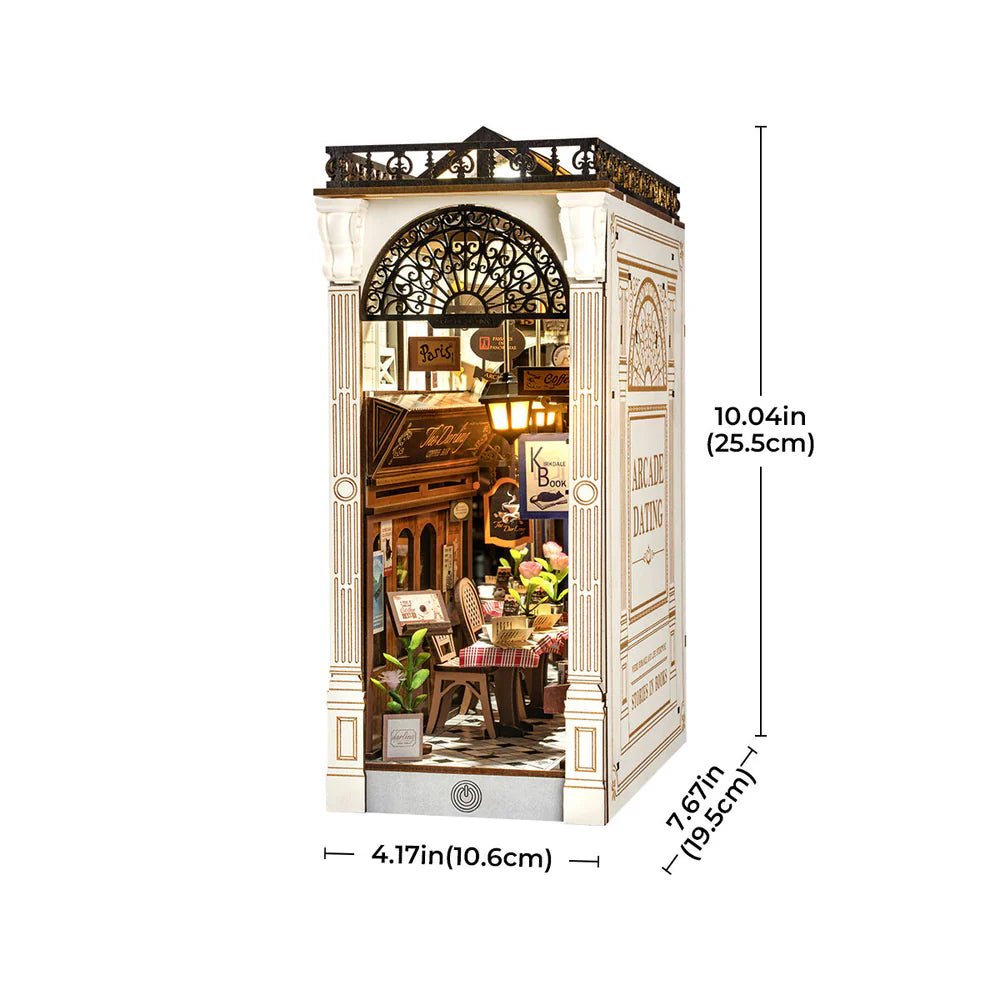 Gbpcolecciones-Booknook-Arcade-Dating-Separador-de-Libros-Robotime-TGB10-medidas
