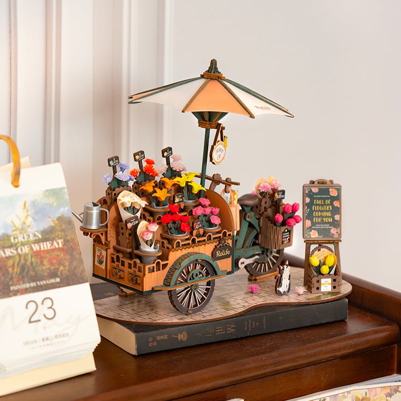 Gbpcolecciones-Robotime-TGS03-Blossom-Cart-Carretilla-de-Flores-Fondo-5