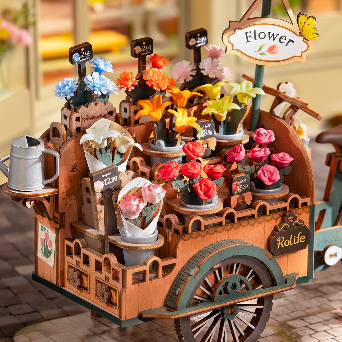 Gbpcolecciones-Robotime-TGS03-Blossom-Cart-Carretilla-de-Flores-Detalle-6