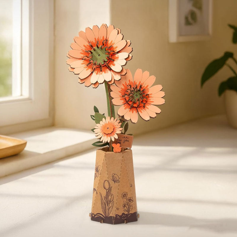 Gerbera-Flor-Madera-TW111-Robotime-Armables-GBP-Colecciones Primer Plano