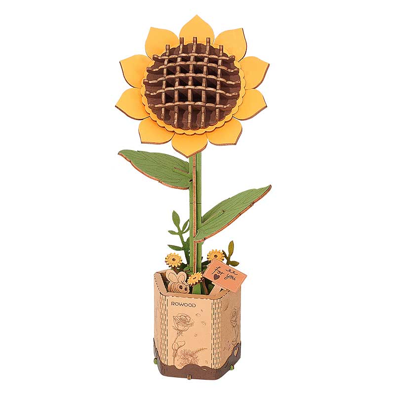 Girasol-Flor-Madera-TW011-Robotime-Armables-GBP-Colecciones-Fondo Blanco