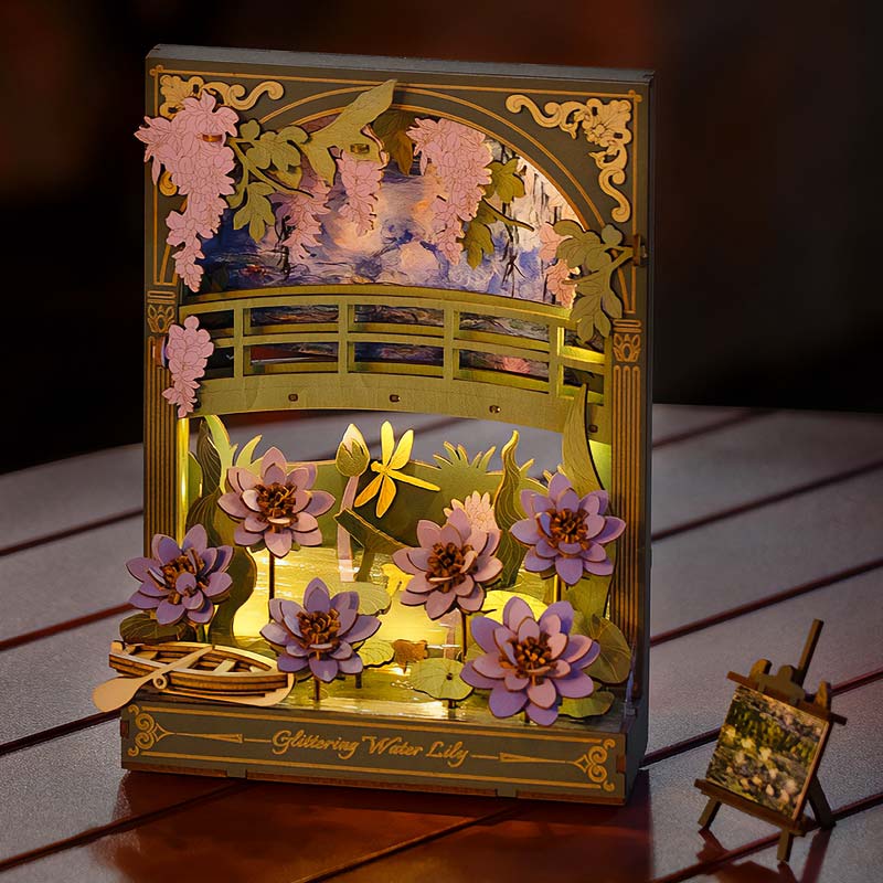 Glittering-Water-Lily-TH001-Robotime--Armable-Puzzles-3D-GBP-Colecciones-Escena nocturna