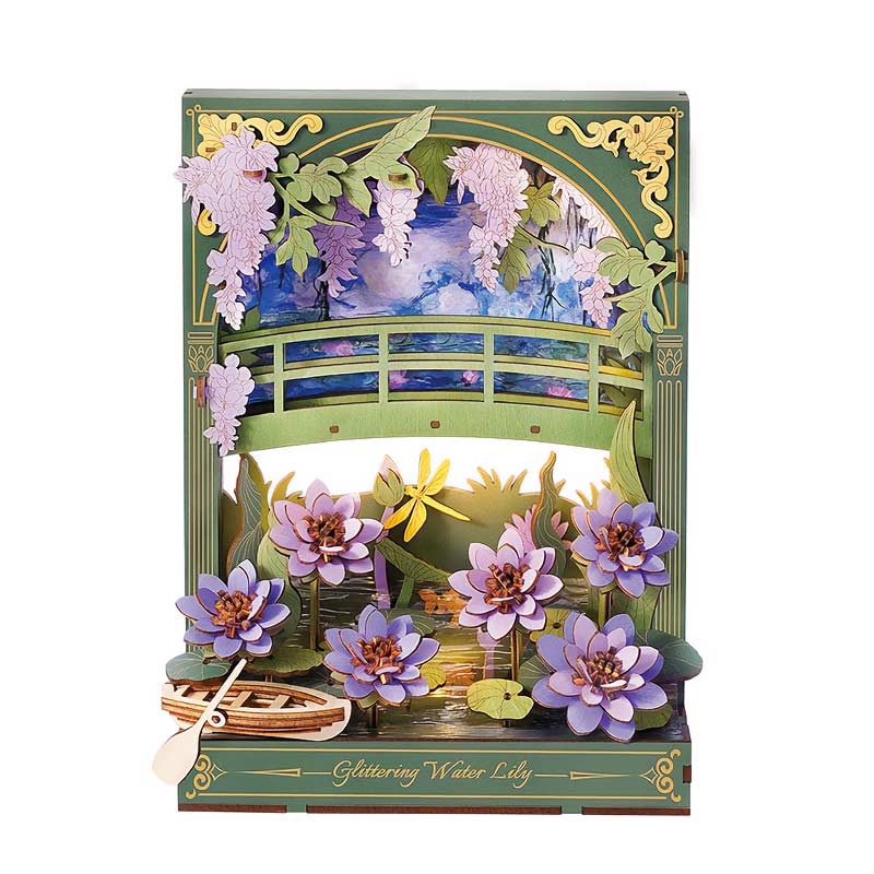 Glittering-Water-Lily-TH001-Robotime--Armable-Puzzles-3D-GBP-Colecciones-Fondo Blanco