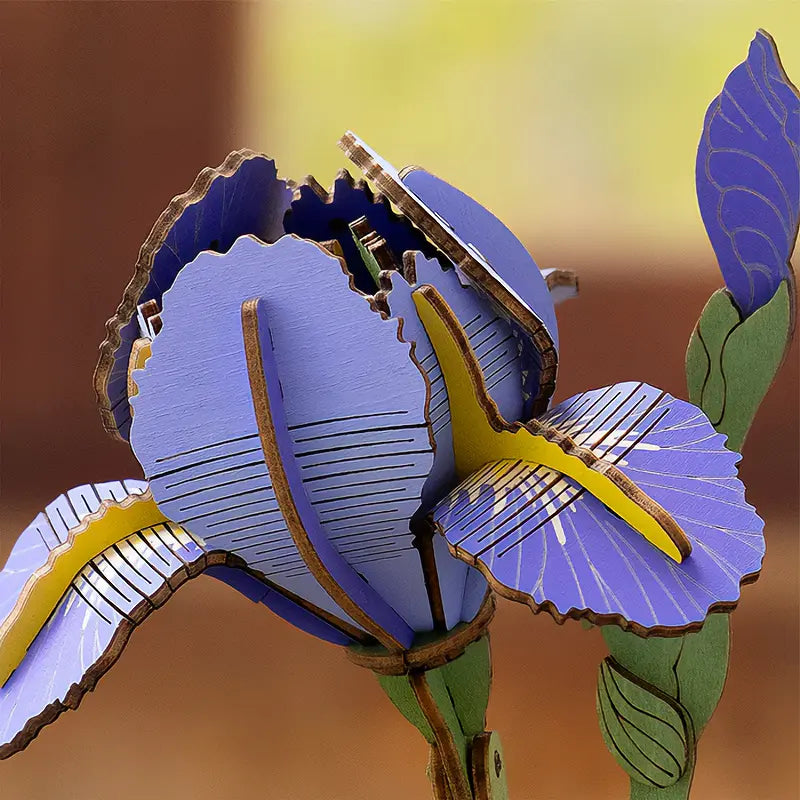 Iris-Morado-Flor-Madera-TW121-Robotime-Armables-GBP-Colecciones Detalle Flor