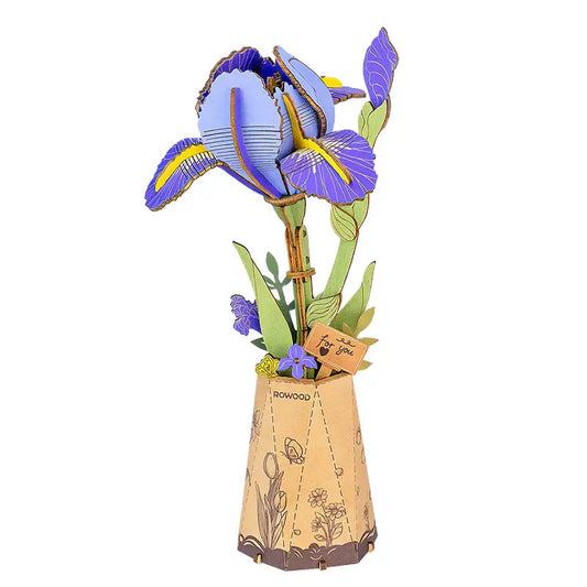 Iris-Morado-Flor-Madera-TW121-Robotime-Armables-GBP-Colecciones Primer Plano