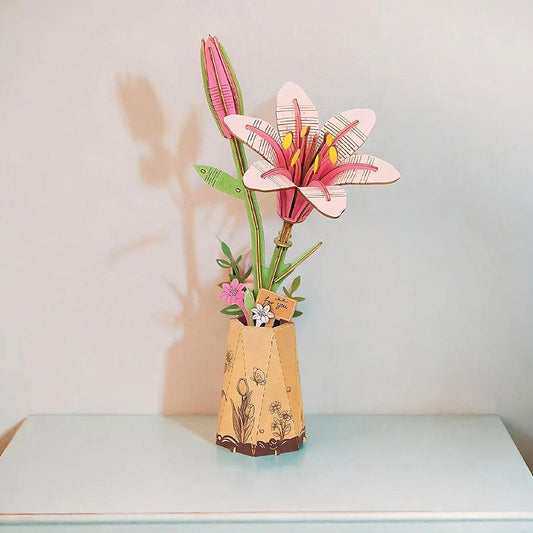 Lirio-Rosado-Flor-Madera-TW071-Robotime-Armables-GBP-Colecciones-Armado