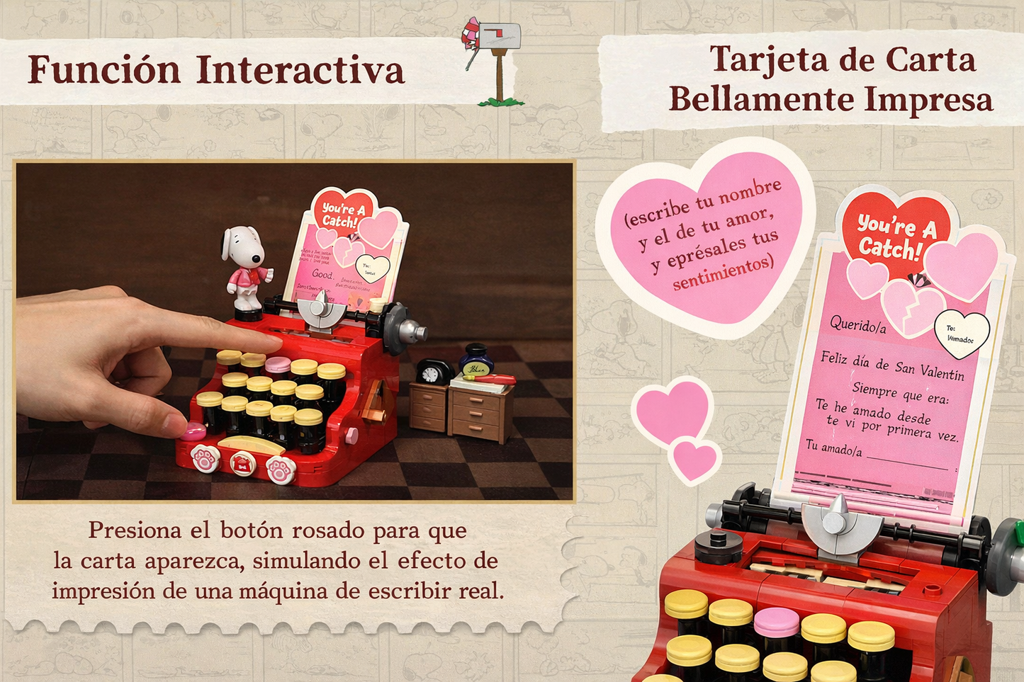 Pantasy-86913-Snoopy-Maquina-de-Escribir-Armable-GBP-Colecciones Función interactiva