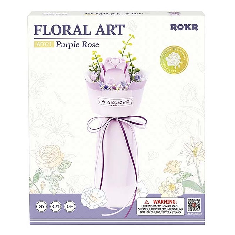 Purple-Rose-AF021-Robotime-Armable-Puzzles-3D-GBP-Colecciones Caja