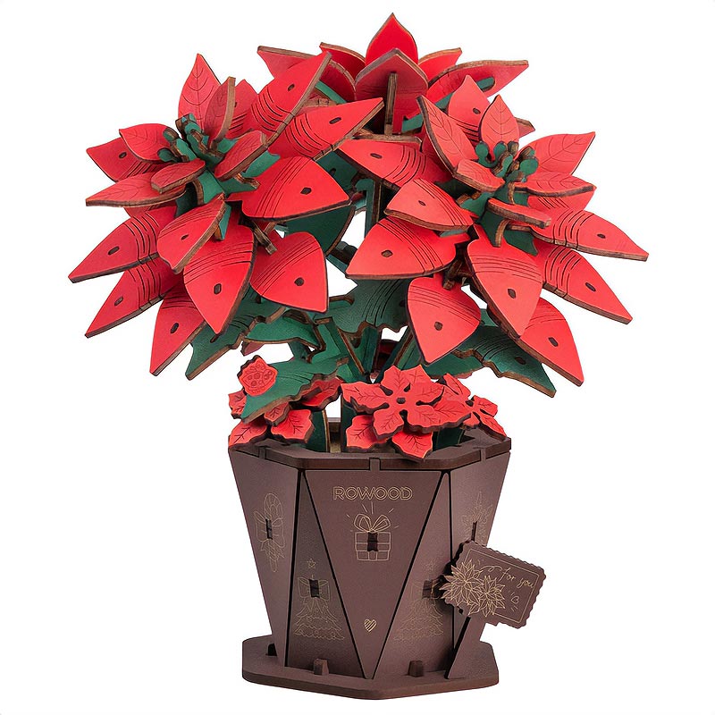 Robotime-TF001-Poinsettia-Corona-del-Inca-GBP-Colecciones Primer Plano