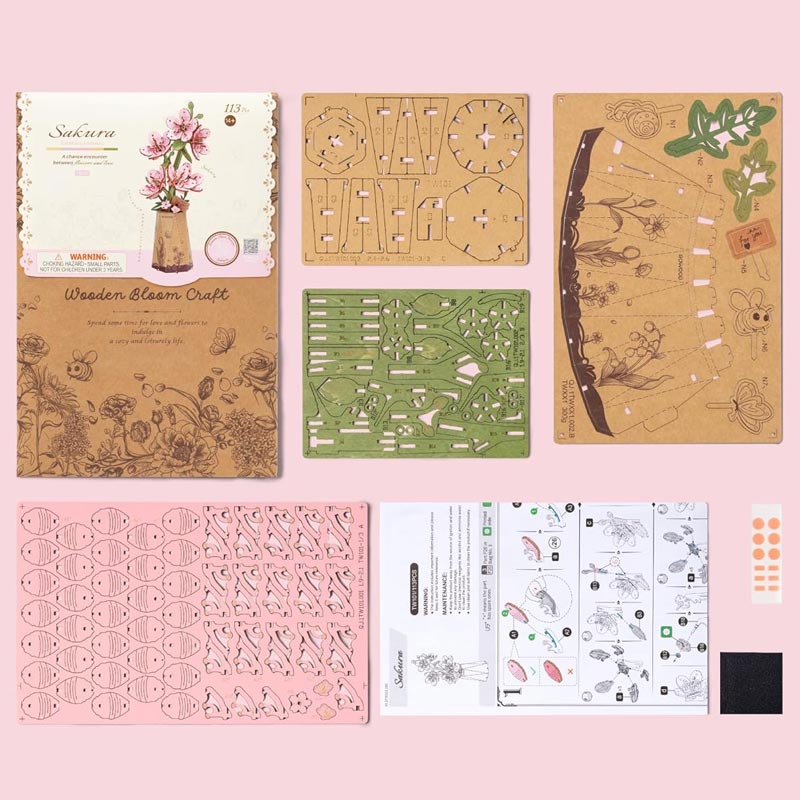 Sakura-Flor-Madera-TW101-Robotime-Armables-GBP-Colecciones Contenido