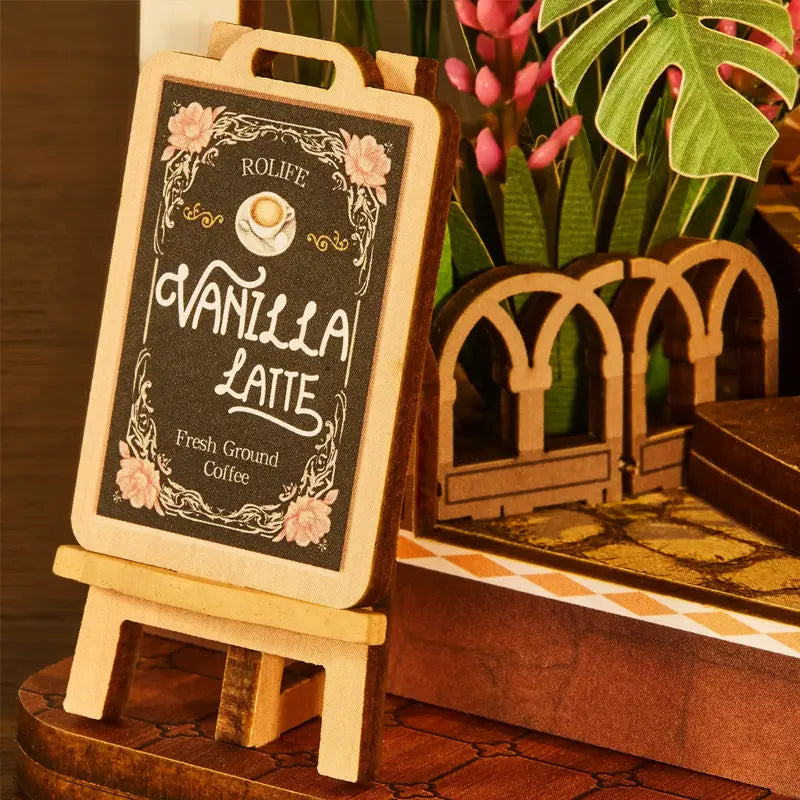 Separador-Libros-Holiday-Cafe-Booknook-TGB15-Robotime-GBP-Colecciones Pizarra