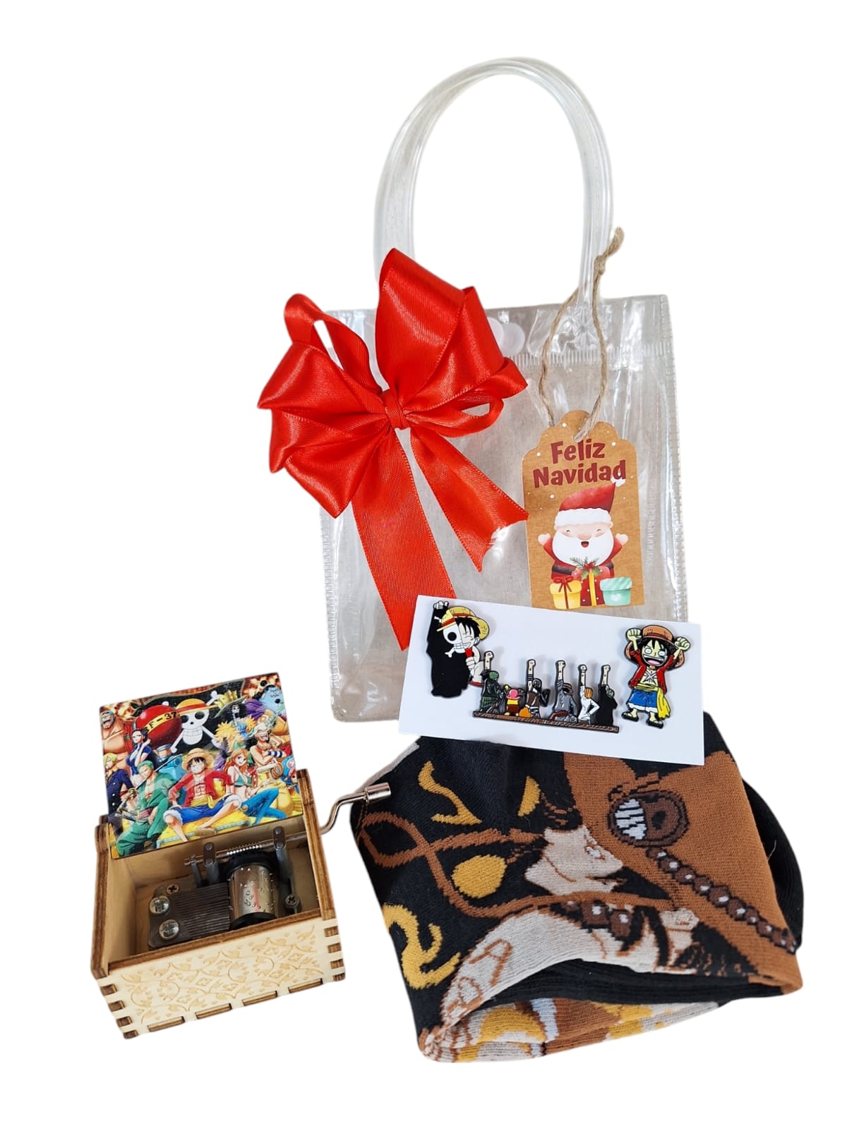 Set para regalo One Piece con caja musical, calcetas y pines