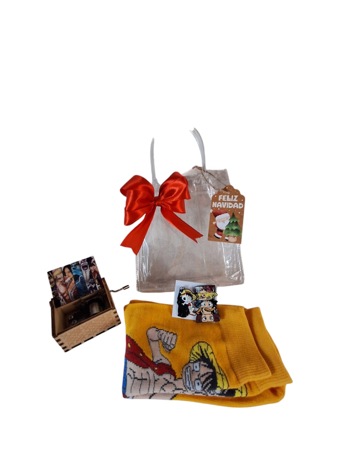 Set para regalo One Piece con caja musical, calcetas y pines