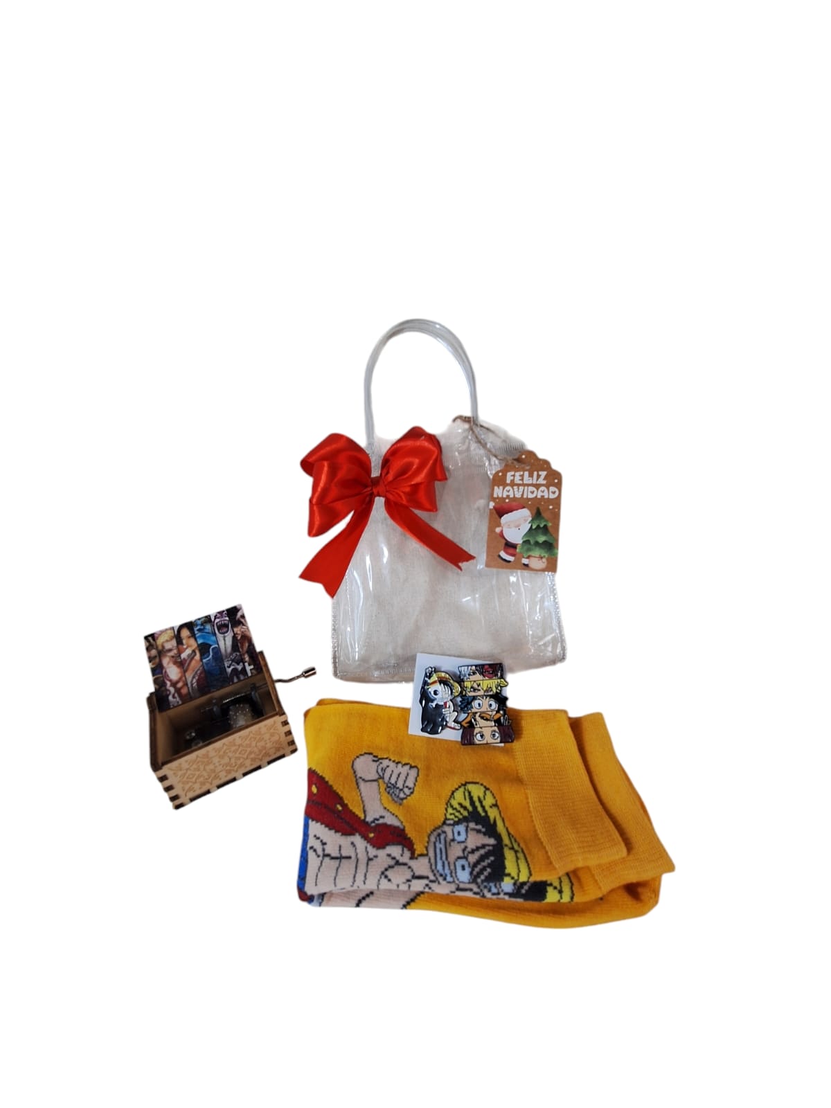 Set para regalo One Piece con caja musical, calcetas y pines