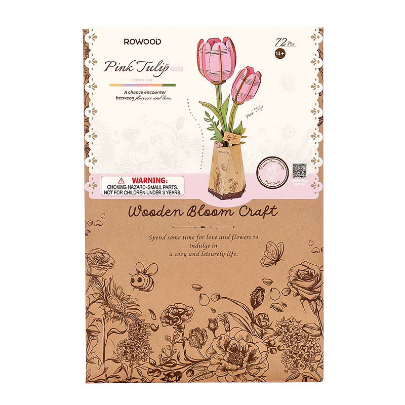 Tulipan-Rosa-Flor-Madera-TW082-Robotime-Armables-GBP-Colecciones-Portada