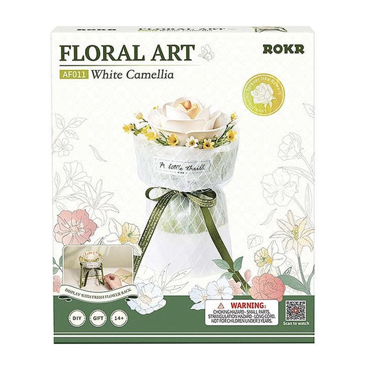 White-Camellia-AF011-Robotime-Armable-Puzzles-3D-GBP-Colecciones Caja